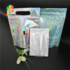 Skincare Cosmetic Packaging Bag Hologram Foil Bath Salt Packing With Window / Hanger